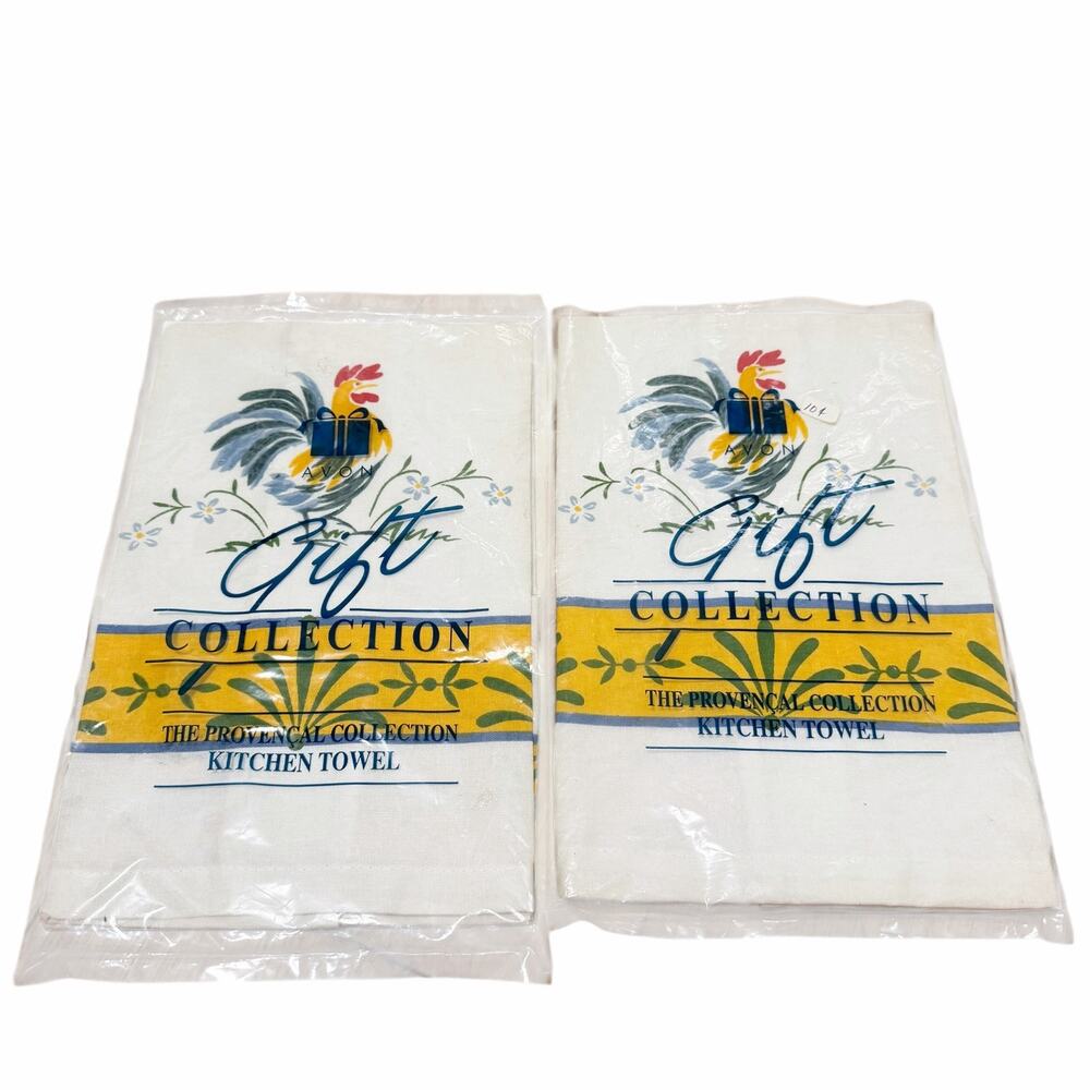 Vintage Avon The Provencal Collection Rooster Kitchen Towels Set of 2 NOS Sealed